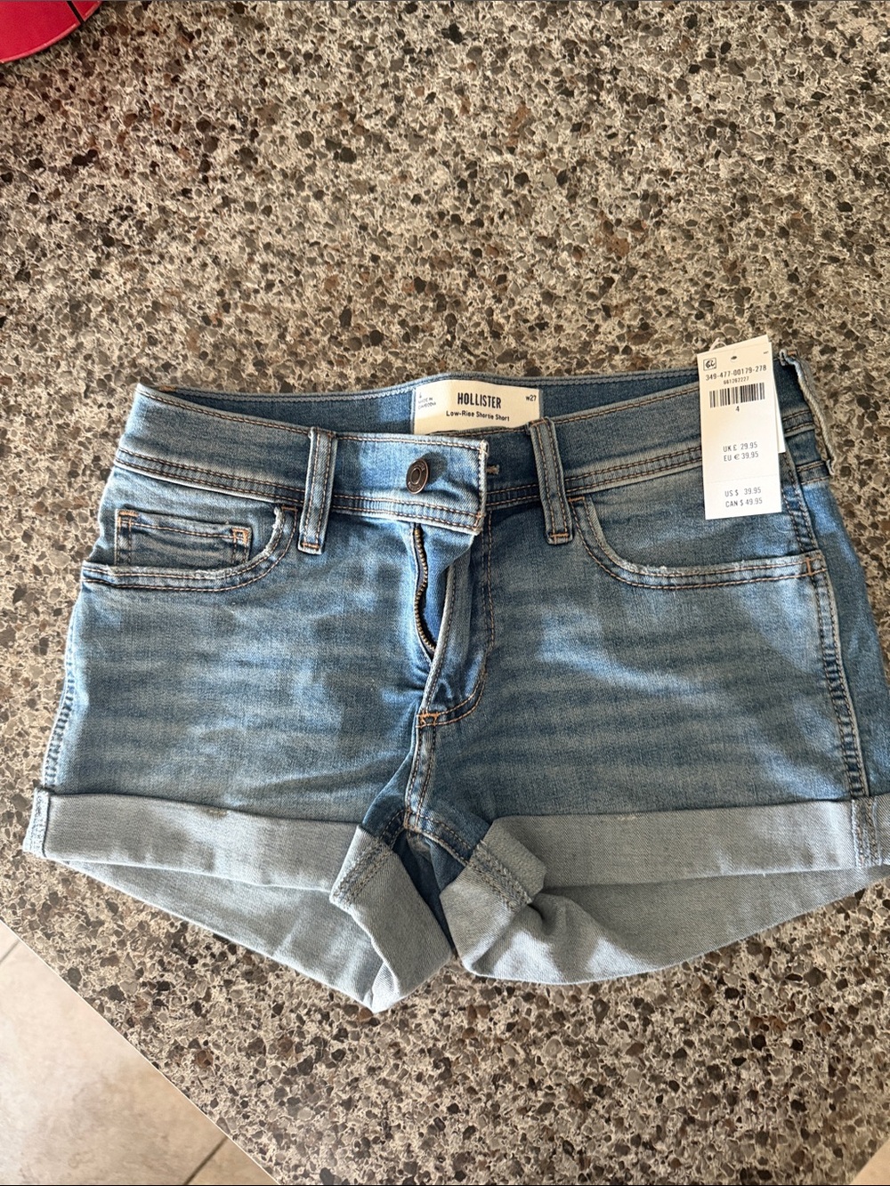 Hollister Light Blue Denim Cuffed Shorts